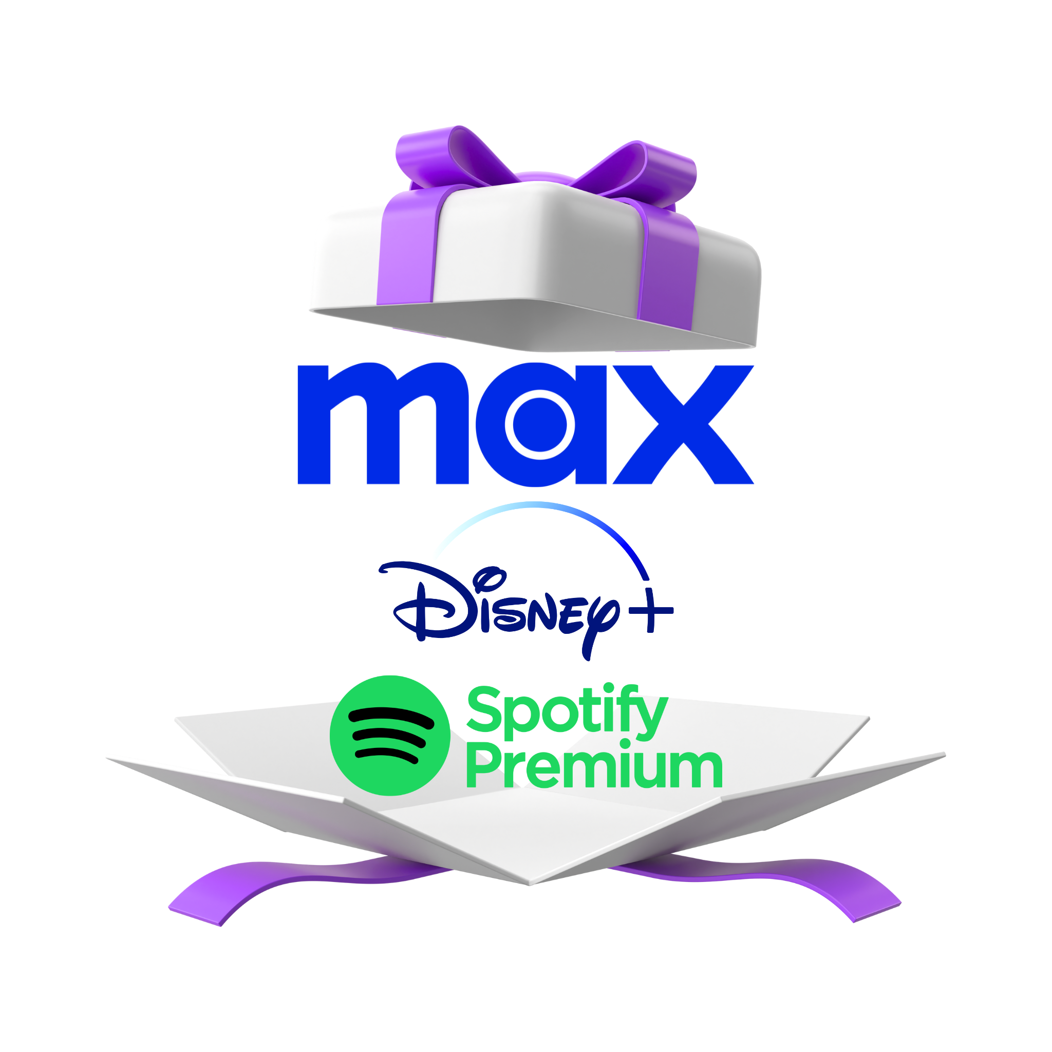 Max, Disney + & Spotify Premium (1 mes)